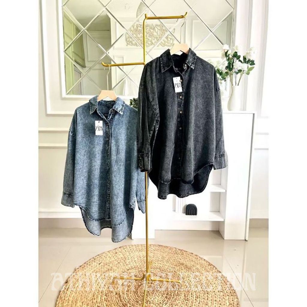 Kemeja Jeans Oversize Zarra / Kemeja Jeans Oversize / Kemeja Jeans Wanita Oversize