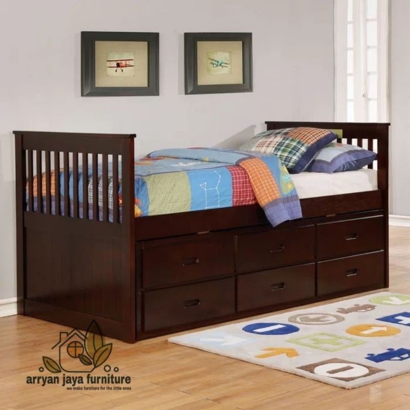 tempat tidur anak sorong , ranjang susun, divan anak