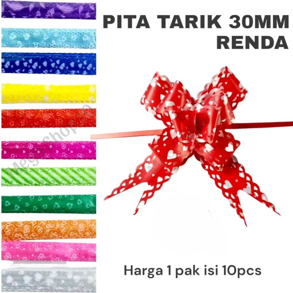 

Pita tarik / Pita serut 30mm Renda isi 10pcs