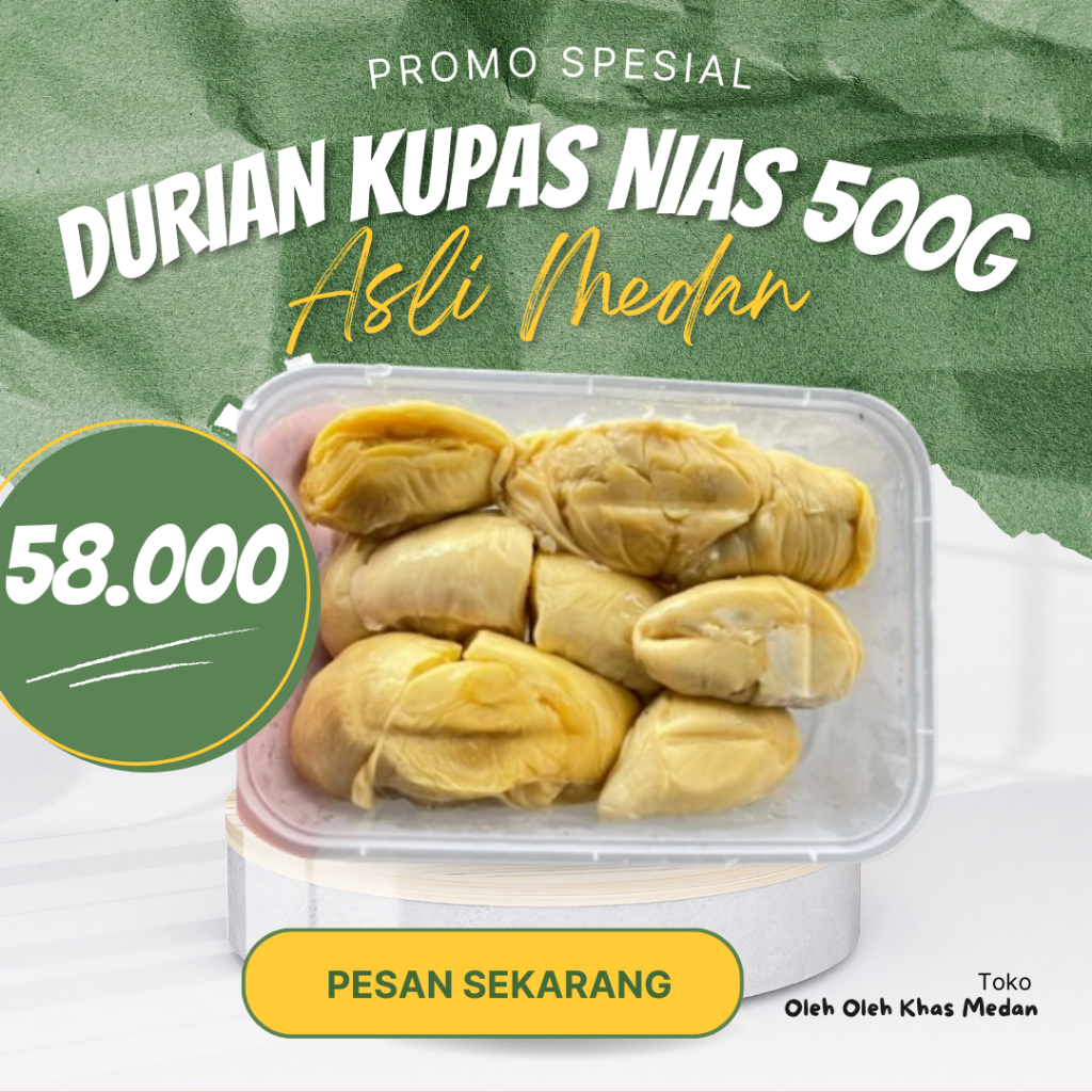 

Durian Kupas Nias Medan 500G, Fress, Berkualitas, Lezat Premium & Siap Santap | Oleh-oleh Kota Medan