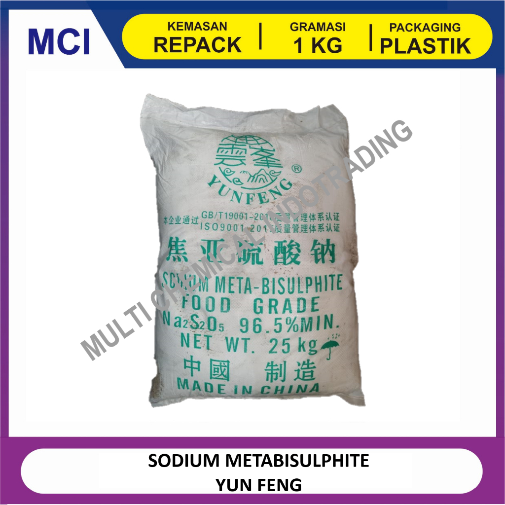 

SODIUM METABISULFIT YUN FENG / YUNFENG SODIUM METABISULPHITE / SMS / NATRIUM - REPACK 1 KG