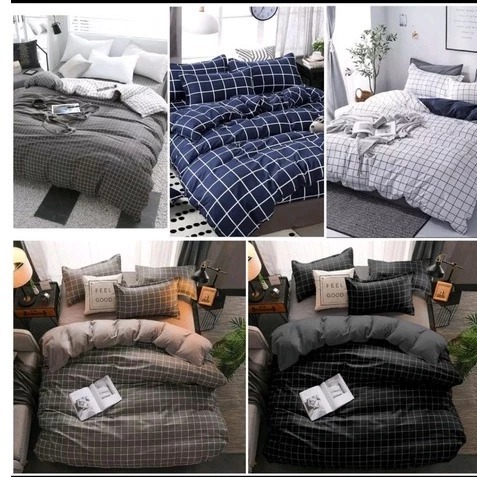 Sprei Murah kotak Aesthetic | BAHAN LEMBUT | MOTIF KOTAK KECIL