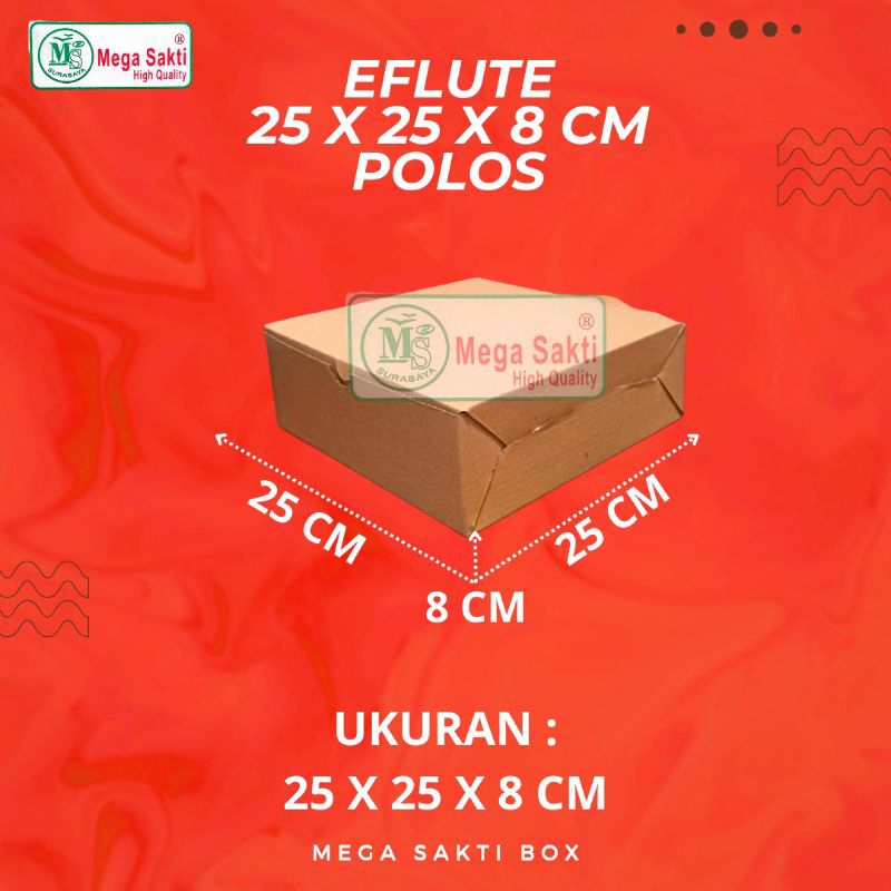 

(ISI 10 PCS) DOS / DUS KUE EFLUTE POLOS TINGGI 8 UK 25 X 25 X 8 CM / KARTON BOX KOTAK HAMPERS EFLUTE POLOS