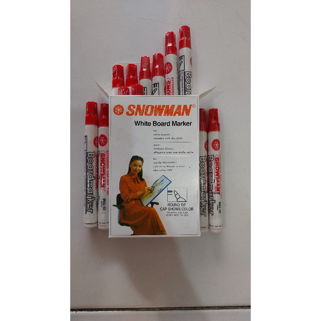 

D3W! Spidol snowman Boardmarker/Papan Tulis/Tidak Permanen/Bisa Dihapus BG12 isi12pcs
