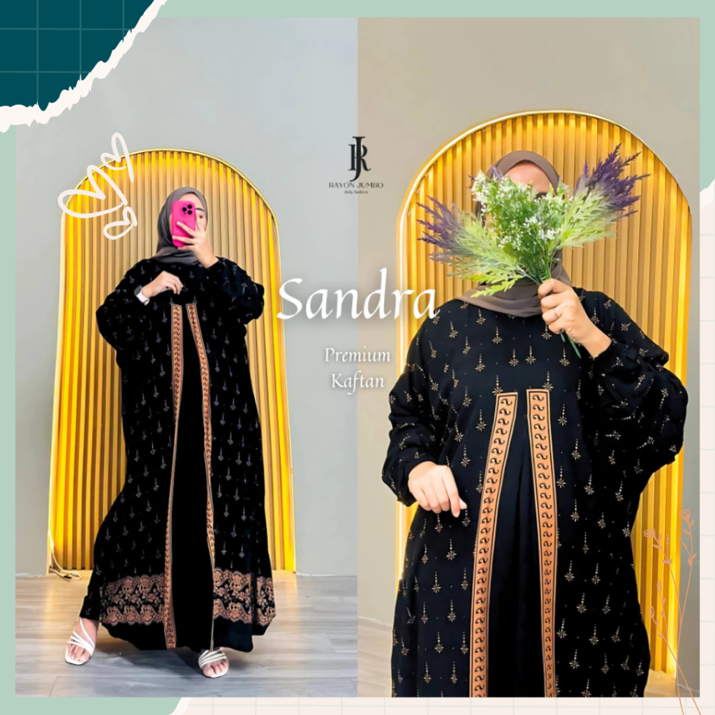 Gamis Etnik Kaftan Abaya Sandra Dress motif Batik Adem Nyaman Oversize Daily Wanita Busui Bahan Rayo