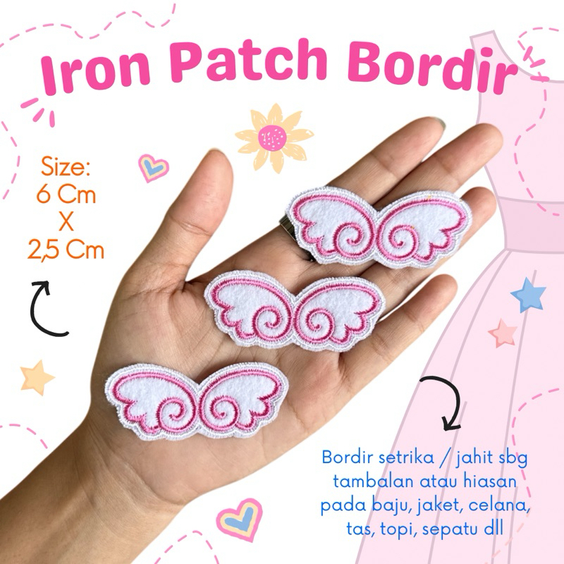 ( SDH ADA LEM TINGGAL SETRIKA BISA DI JAHIT ) EMBLEM BORDIR SAYAP IRON PATCH WING PATCH IRON BORDIL 