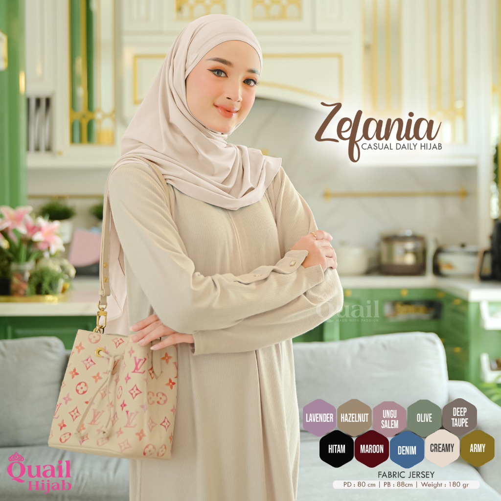 ZEFANIA CASUAL DAILY HIJAB, JILBAB SIMPEL BELAH TENGAH TANPA JARUM BAGIAN DAGU SUDAH DIJAIT, JILBAB 