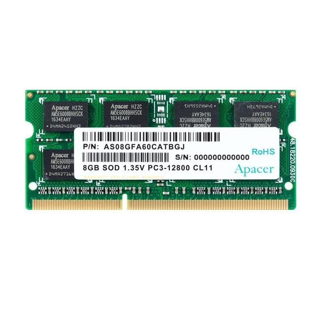 Memory Apacer Sodimm DDR3L PC12800 1600Mhz 4GB Ram Notebook & Laptop