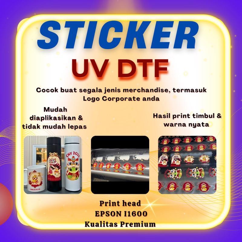 

Cetak Custom Sticker UV DTF / Decal Kering Hasil Tekstur Timbul Glossy