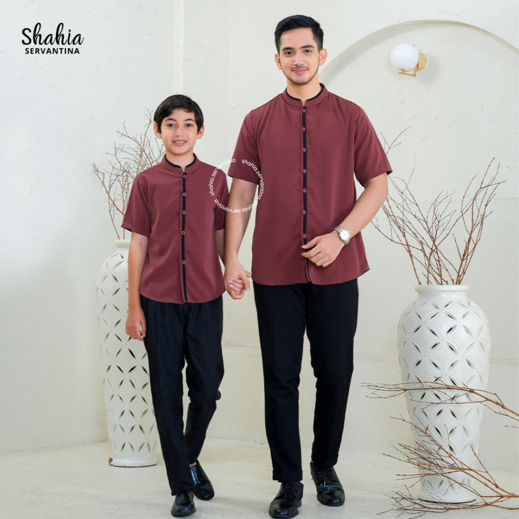Shahia Servantina - Cendana Koko Sarimbit Famset Lebaran Gamis Dress Couple Dad & Kids