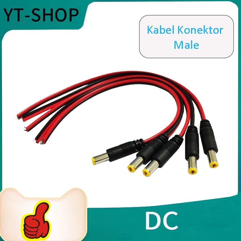 RB kabel dc male female konektor cctv male 5.5x2.1 mm dengan kabel isi 100 pcs