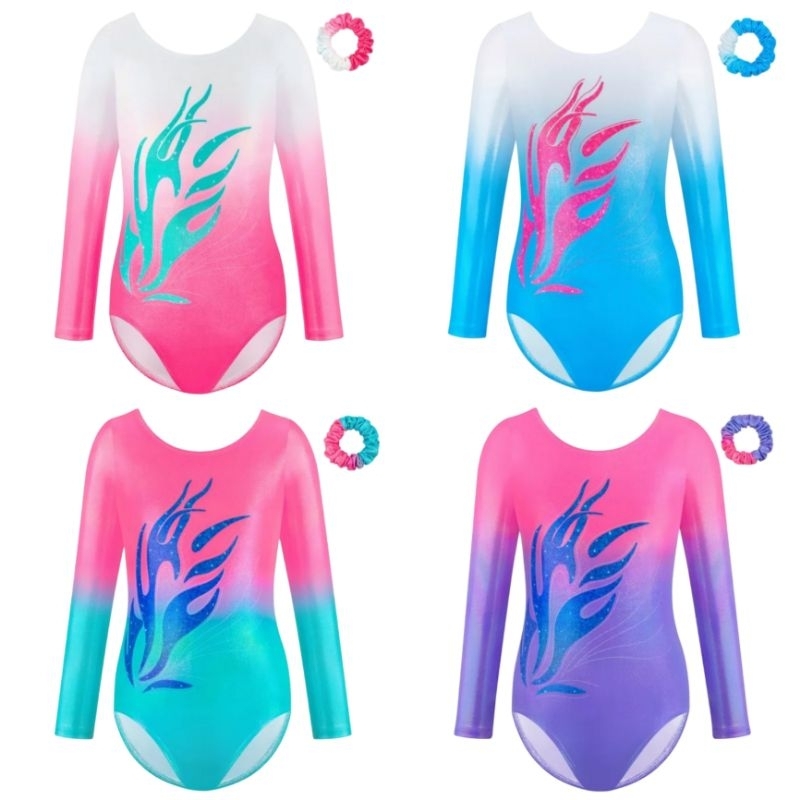 Little Qey Leotard Gymnastic LT107 Baju Senam Gymnastic Anak Perempuan Lengan Panjang Ready Stock Us