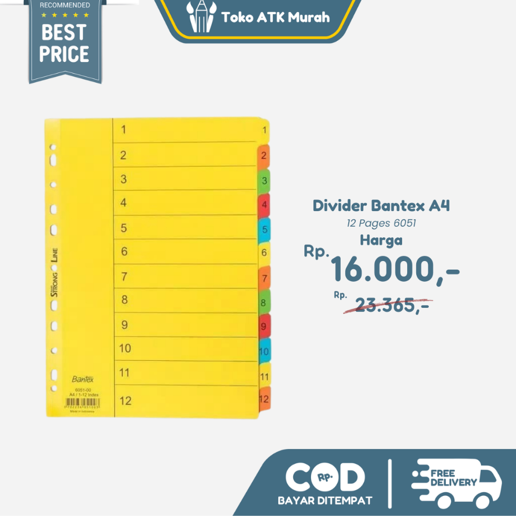 

Bantex Cardboard Divider & Indexes A4 1-12 (12 Pages) #6051