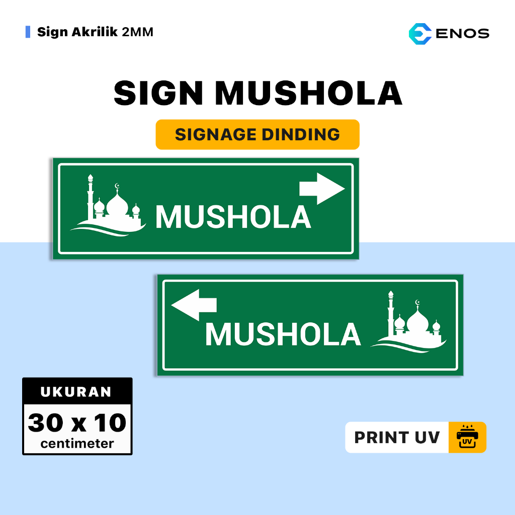 

SIGN SIGNAGE MUSHOLA AKRILIK PRINT UV ANTI AIR PREMIUM 30 X 10 CM / PAPAN TANDA ACRYLIC JunDW