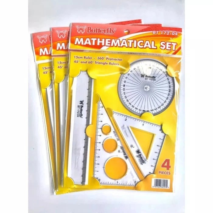 

Butterfly Math Set 4PCS / Paket Penggaris Busur Siku Butterfly Matematika / Penggaris Set Matematika BT-172-04