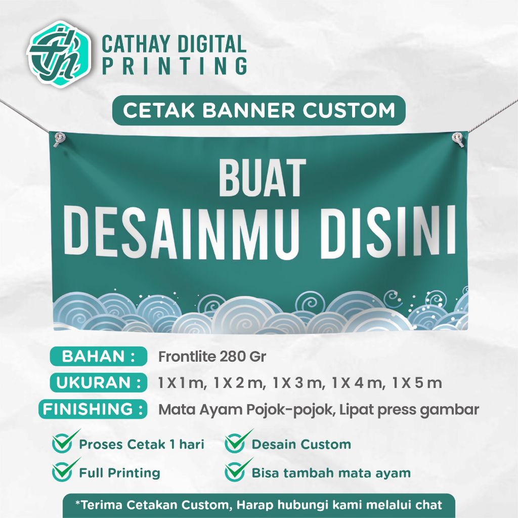 Banner Custom 1x1, 1x2, 1x3, 1x4, 1x5m | Cetak Banner Ful Print | Cetak Banner CEPAT