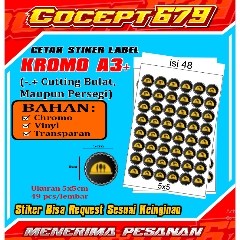 

Stiker Label Kromo A3+ / Vinyl A3+ / Stiker Label Makanan - Bebas Request