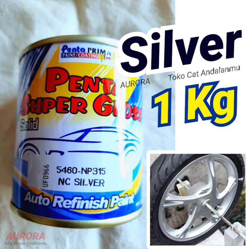Cat Silver 1Kilo Penta Super Gloss Silfer 1Kg Cet Mobil dan Motor Kualitas Bagus 1Liter