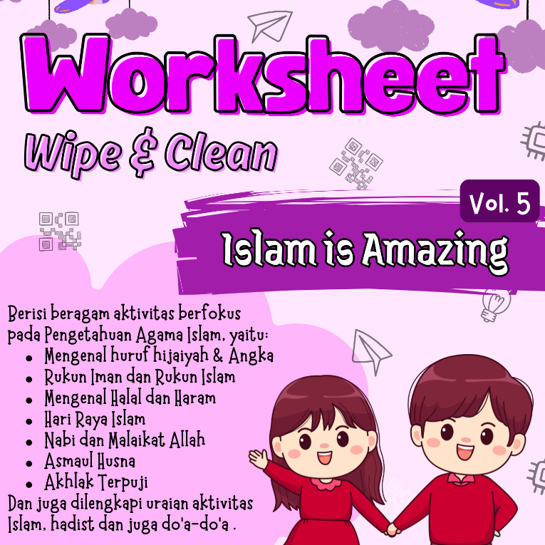 

✨BUKUNYA NAYU✨ VOL 5 (Islam is Amazing) - Worksheet Wipe and Clean Anak Usia 3 4 5 6 7 Tahun