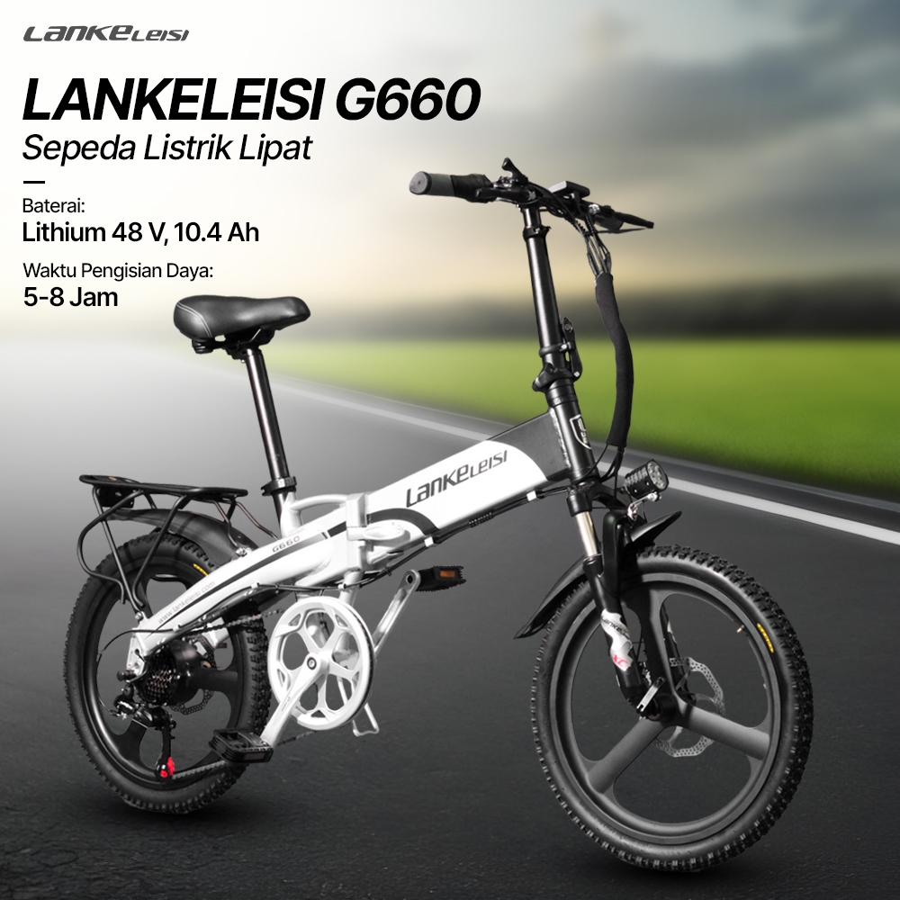 Lankeleisi Sepeda Listrik Lipat Folding G660 Bonus helm dan aksesoris