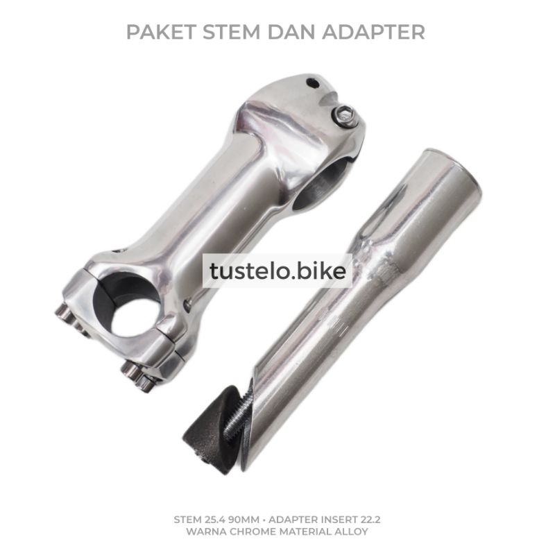 Paket Stem 25.4 Chrome Adaptor Stem Insert 22.2 to Oversize 28.6 OS