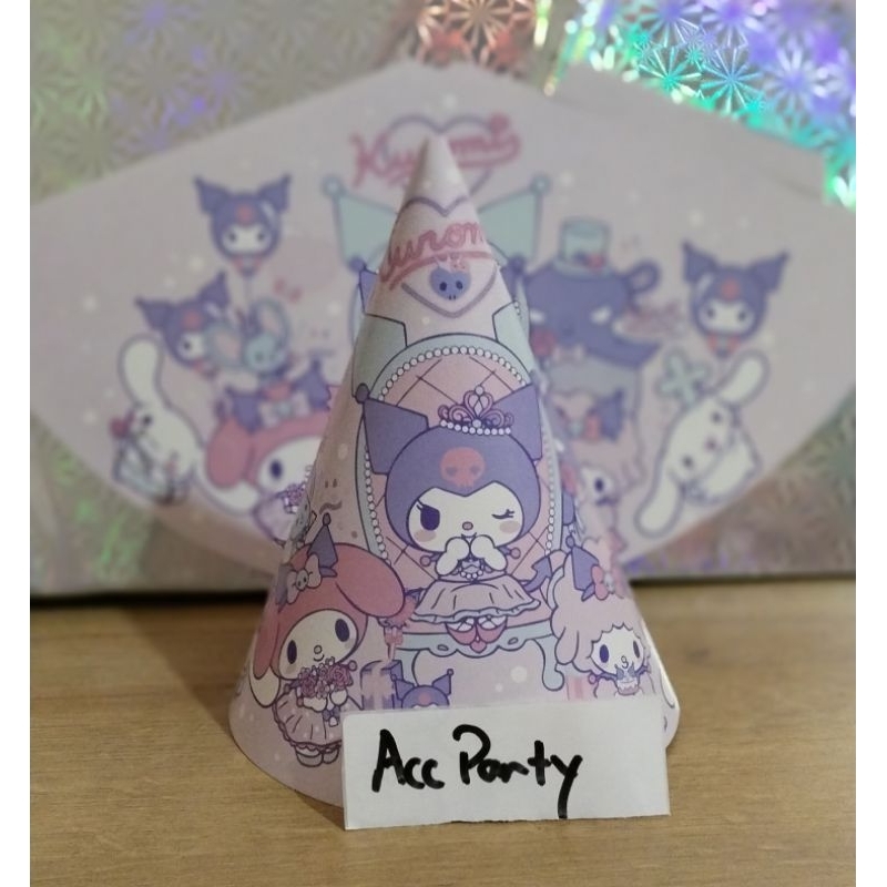 Topi Koboy Kerucut Ulang Tahun Kuromi / Topi Ulang Tahun Kuromi / Topi Mahkota (10topi)