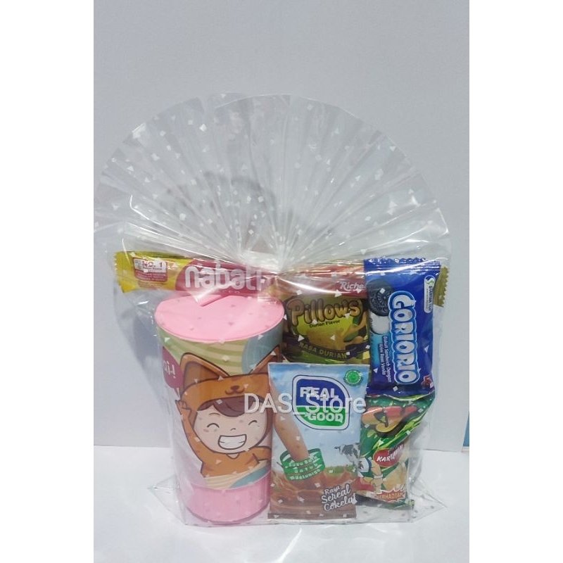 

PAKET SNACK ULANG TAHUN ANAK/SOUVENIR CELENGAN /BINGKISAN ULANG TAHUN MURAHH..