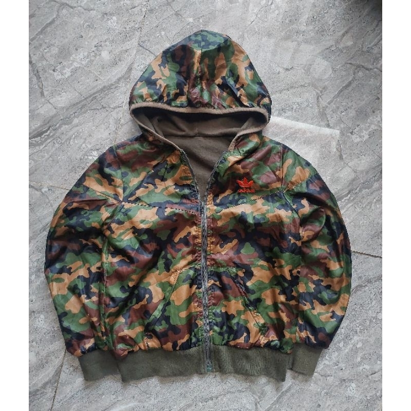 Kids Adidas Camo Zipper Hoodie Jacket Reversible - Jaket Bobal Anak Unisex Cowo Cewe Branded Second 