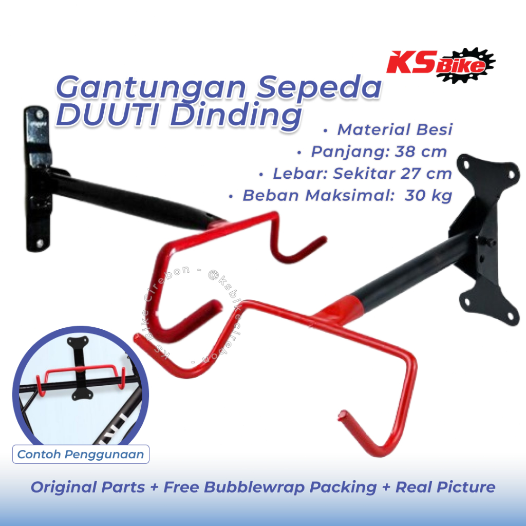 Gantungan Sepeda Dinding Besi Merah Bike Wall Hook Hanger DUUTI Termasuk Baut Mur Gantungan Sepeda T