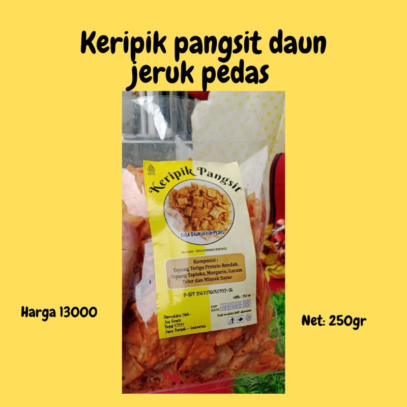 

murah enak KERIPIK PANGSIT DAUN JERUK PEDAS 250gr