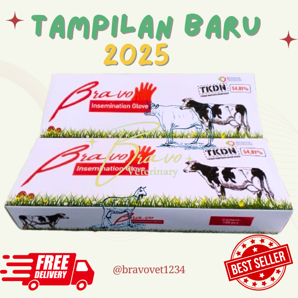 GLOVE IB 5 JARI LOKAL BRAVO - Sarung Tangan Inseminasi Buatan (IB) 100 lembar