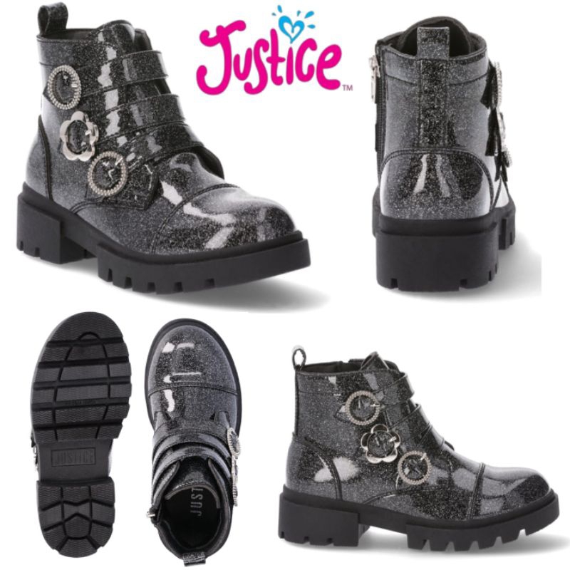 Sepatu boots anak perempuan brand Ju$tice warna hitam