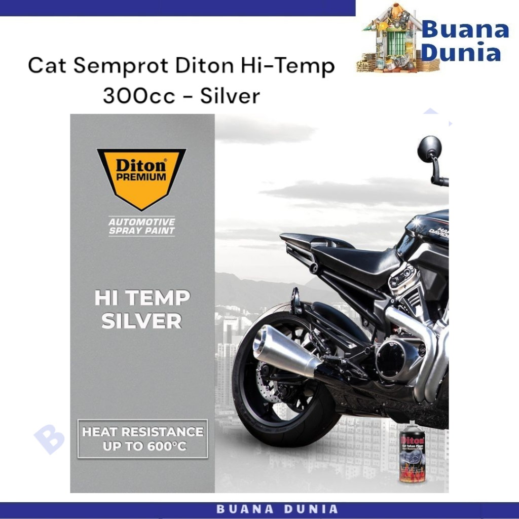 Pilox DITON HI-TEMP SILVER 300cc | Pilok Cat Semprot 300ml Anti Panas | Pylox Spray Paint | Pewarna 