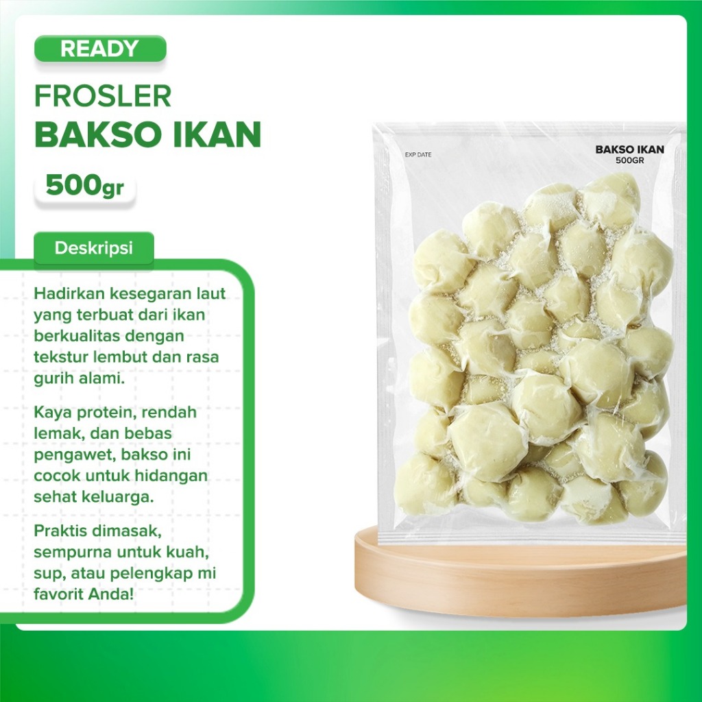 

Frosler Bakso Ikan Premium 250gr&500gr-Ikan berkualitas 100%-Bebas Pengawet & Msg-Higienis