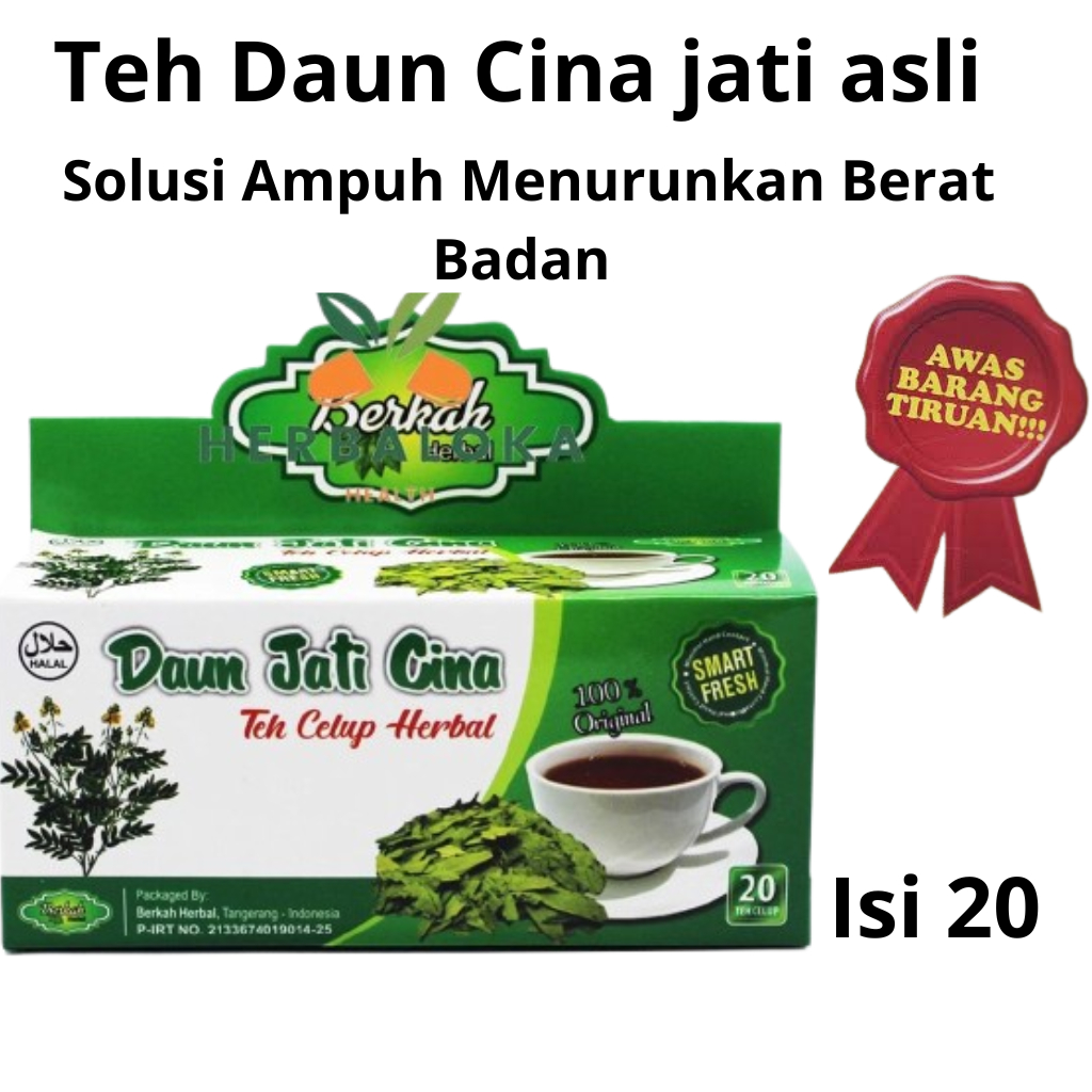 

Herbal TEH CELUP Jati Cina / Teh Pelangsing isi 20 Bag / BPOM / Teh Celup Daun Jati Cina/ Berkah Herbal