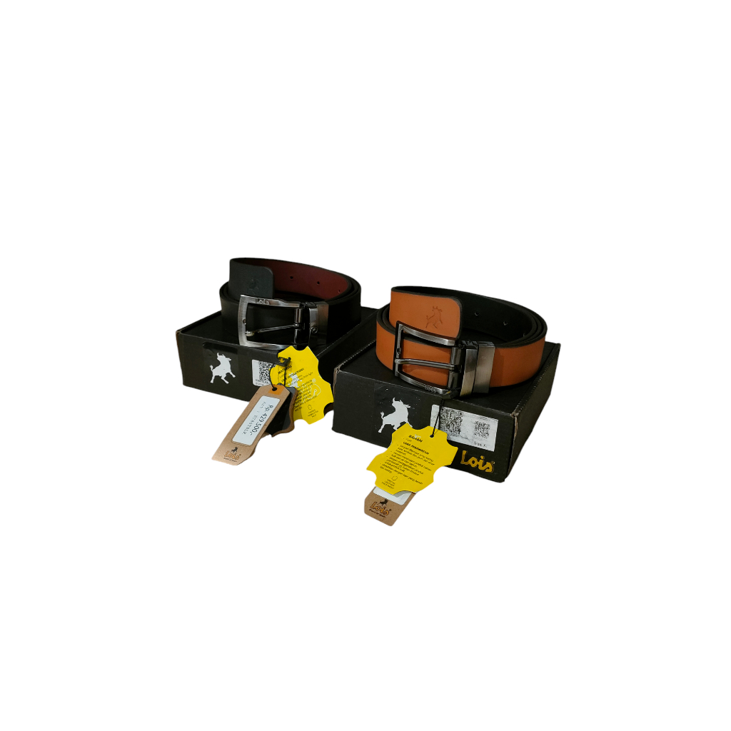 Sabuk Kulit Asli Pria lois original 2 Warna Bisa Bolak-Balik