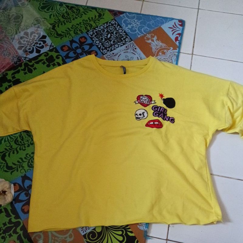 SALE COLORBOX Kaos Sweatshirt Lengan Panjang Sweater Wanita Girl Gang Kuning Yellow