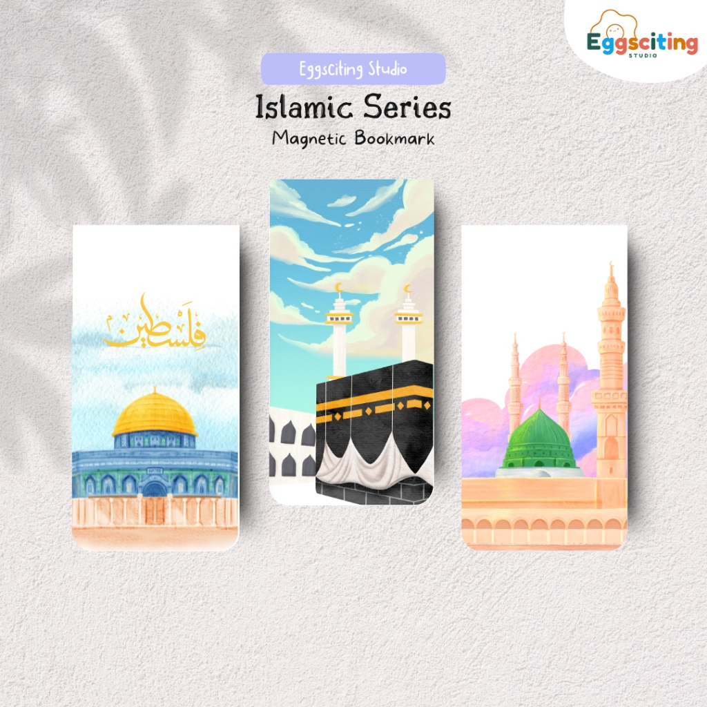 

Bookmark seri Islam/Magnetic Bookmark mini/Pembatas Buku Magnet/Bookmark Ka'bah Palestina Madinah
