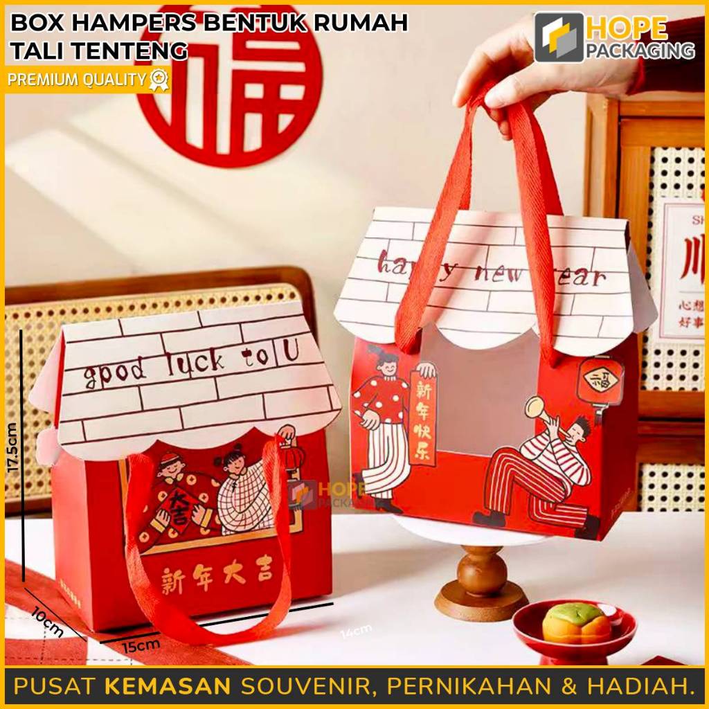 

Box Imlek Tenteng Bentuk Rumah / Paper Bag Hampers Sincia / Box Imlek Souvenir Kue Toples Jar / Paper Bag Souvenir CNY