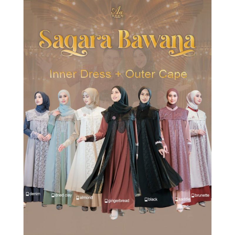 INNER DRESS + OUTER CAPE - SAGARA BAWANA FAMILY SERIES BY ADEN HIJAB | SARIMBIT ADEN 2025 | GAMIS AD
