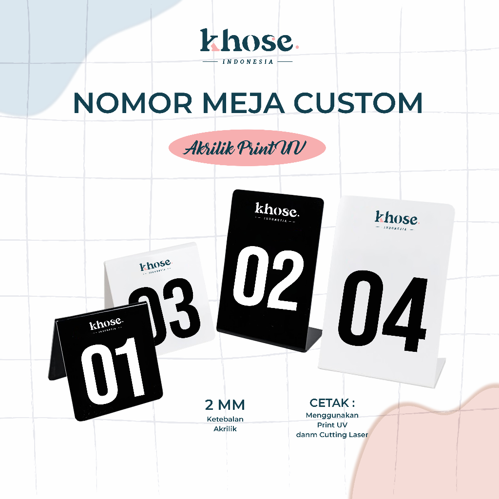 

Nomor Meja Akrilik Custom Logo Usaha Restoran Cafe Print UV Anti Air