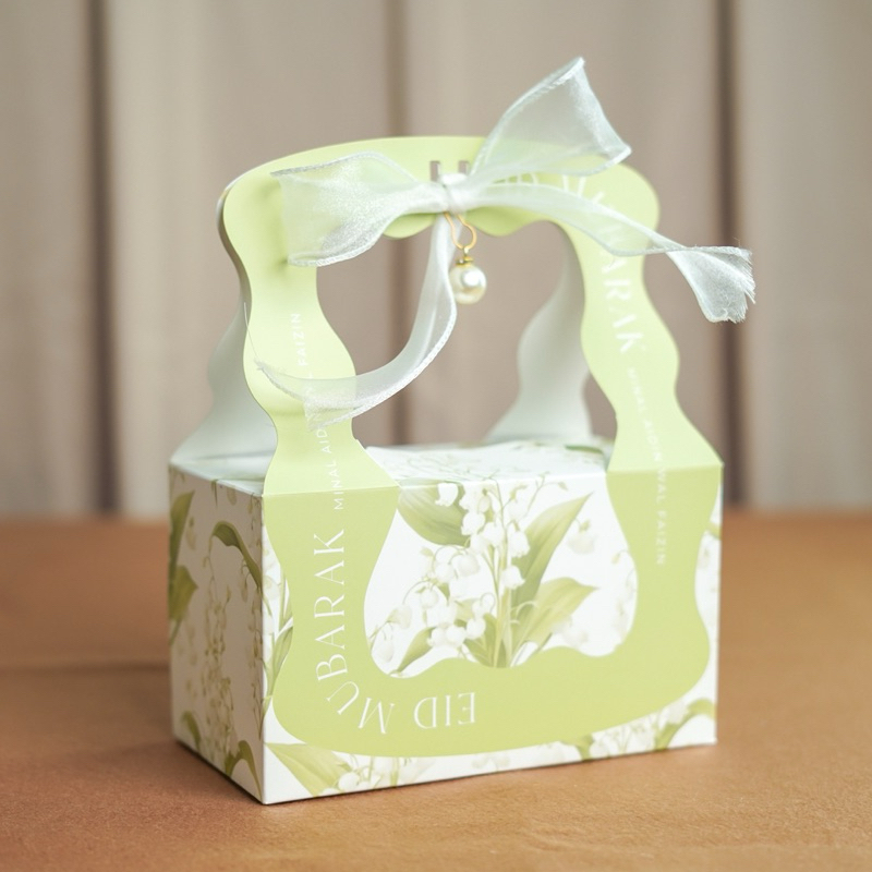 

Box Lebaran Hampers 2 Toples Tabung Box Kue Kering Idul Fitri Elegant Bunga Hijau