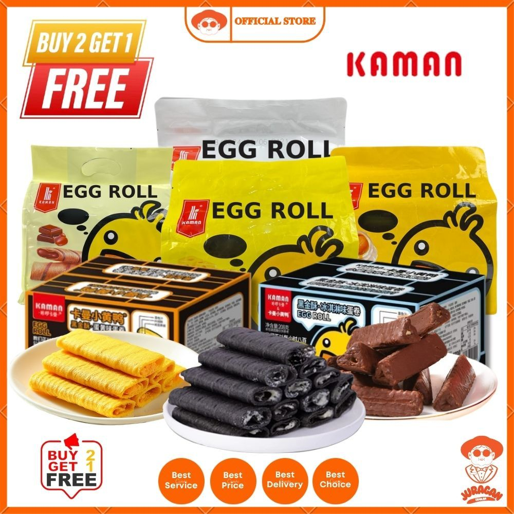 

Biskuit waffle bebek eggroll Juragan (KAMAN) Egg Roll Makanan Ringan Semprong Telur Salted Egg Coklat Durian Kedelai & keju