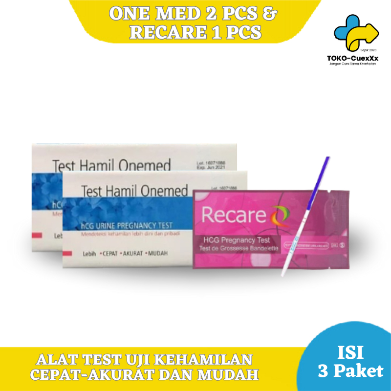 Test Hamil Onemed 2 Strip & Recare Test Pack 1 Strip - Alat Test Kehamilan