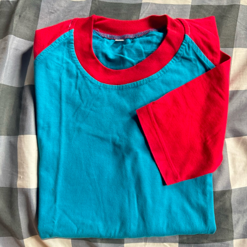 [ ready stock ] thrift atasan sport kaos raglan blue turkish tosca red maroon biru lengan panjang Ba