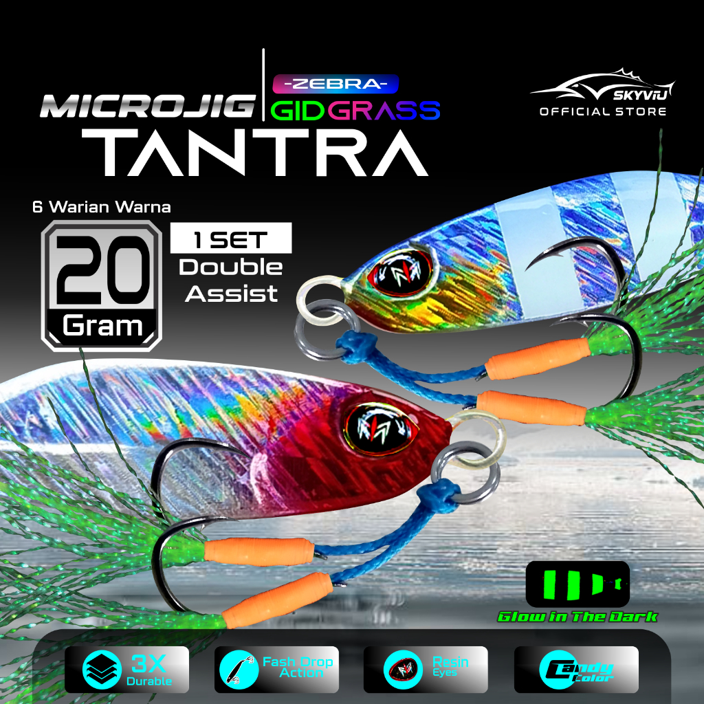Umpan Micro Jig 20 Gram SKYVIU TANTRA GID Double Assist Hook Mikro Jig 20 Gram Metal Jig 20Gram