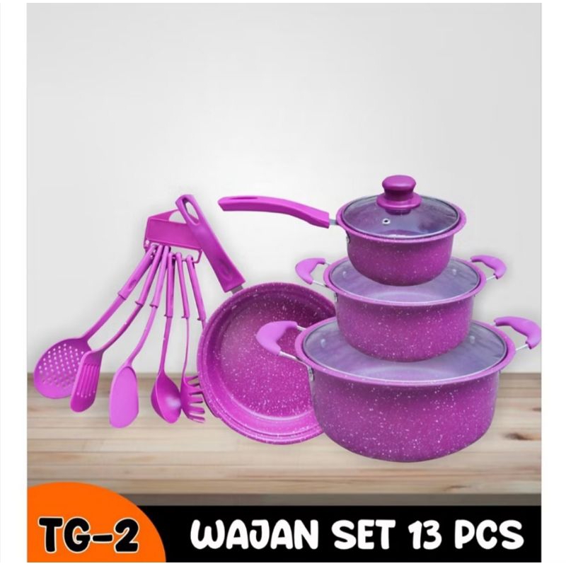 NEW Futureworld Panci Cantik 13 Set Panci Tutup Kaca Panci Anti Lengket untuk Masak