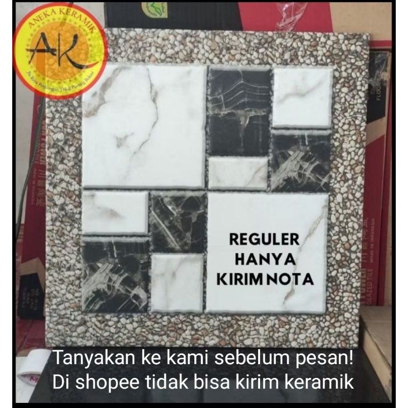 Keramik Lantai Teras Garasi Dinding Motif Batu Alam Timbul 40x40 Iceberg Beige
