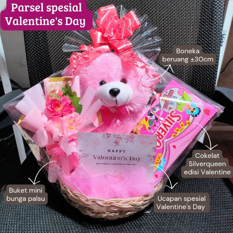 

Spesial Valentine's Day / Parsel Valentine / kado valentine untuk cewek / hadiah valentine buat cewek / hampers valentine / buket valentine / valentine gift / boneka valentine / valentine packaging / cokelat Silverqueen valentine / kado ulang tahun