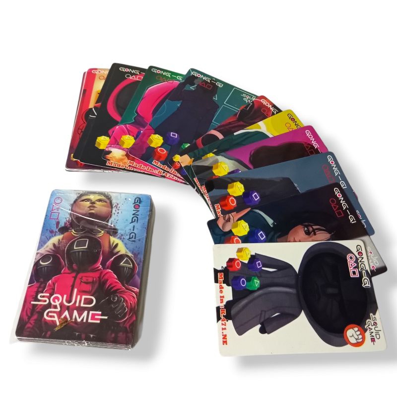 18 PCS Kartu Squid Game Mainan Seru Kartu kertas gunting gambar Squid game